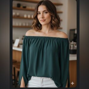 Cloth & Stone for Anthropologie Hobo Green Off Shoulder Top Shirt Blouse Size XS